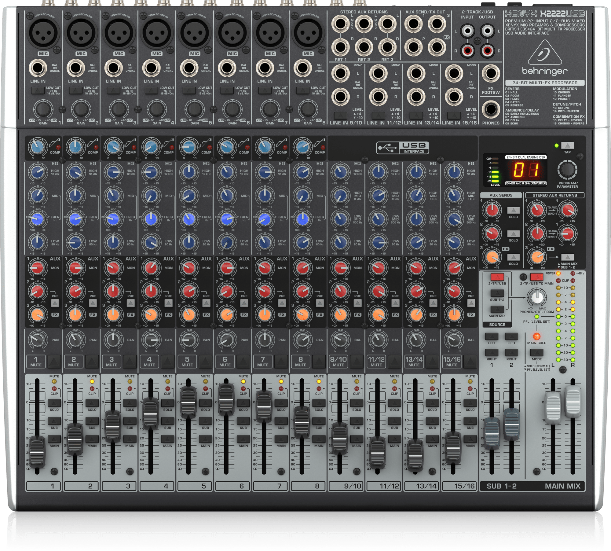 ベリンガー　H2222usb アナログミキサー 16チャンネル EQ機能搭載 XENYX X2222USB | Behringer